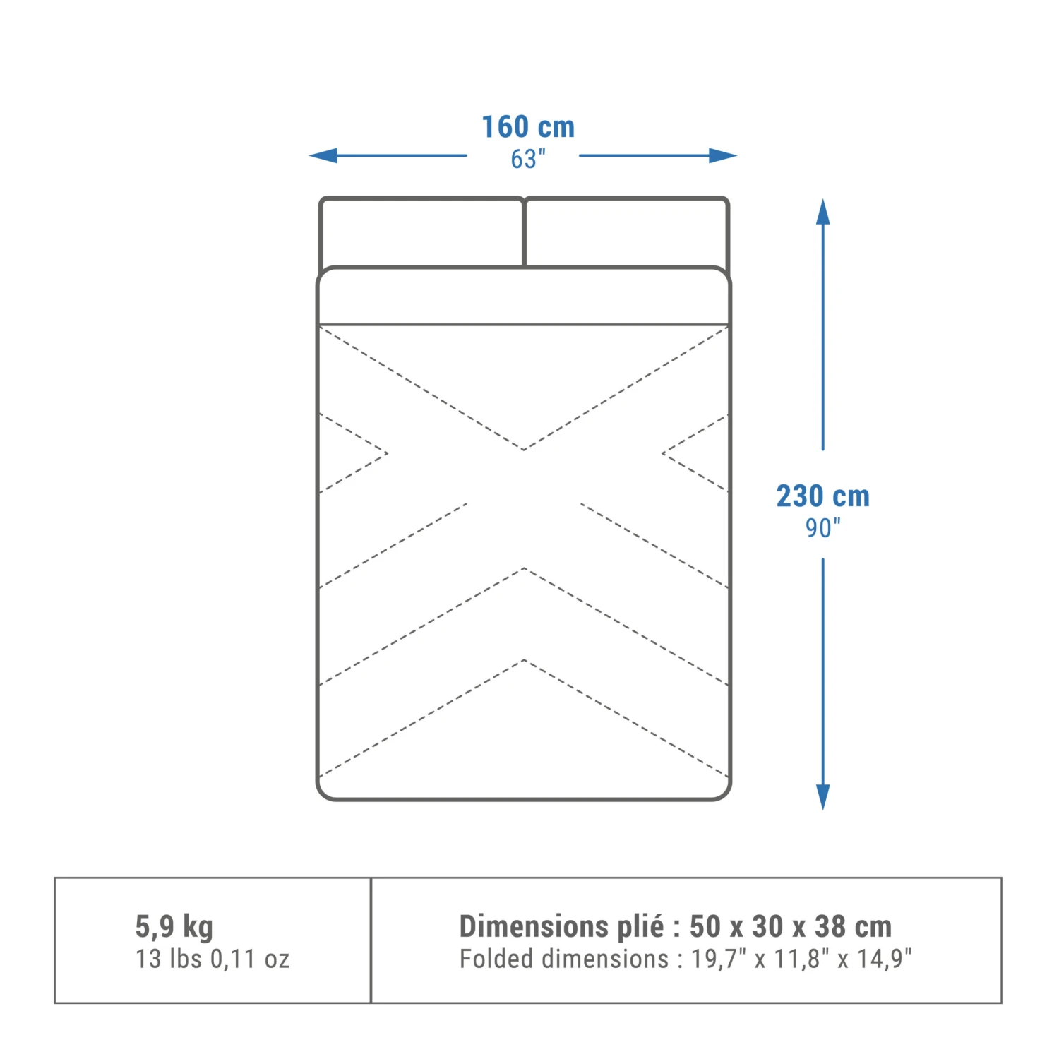 Quechua CAMPING SLEEPING BAG - ARPENAZ 0° COTTON DOUBLE 2 Quechua CAMPING SLEEPING BAG - ARPENAZ 0° COTTON DOUBLE - Image 2