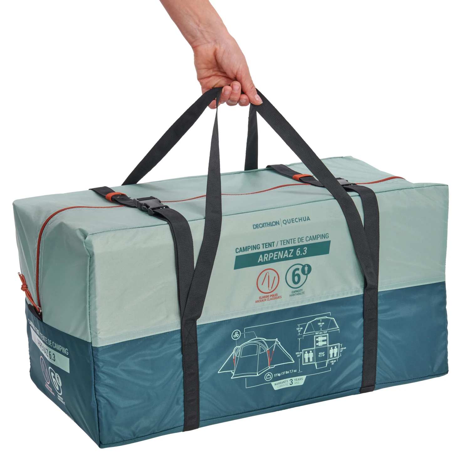 Quechua 6 Man Tent With Poles - Arpenaz 6.3 3 Quechua 6 Man Tent With Poles - Arpenaz 6.3 - Image 3