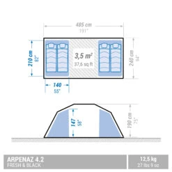 Quechua 4 Man Blackout Tent With Poles - Arpenaz 4.2 F&B -Outdoor Camping Shop kde6e6c781c7bb70dac0eeeba1a5ae92a